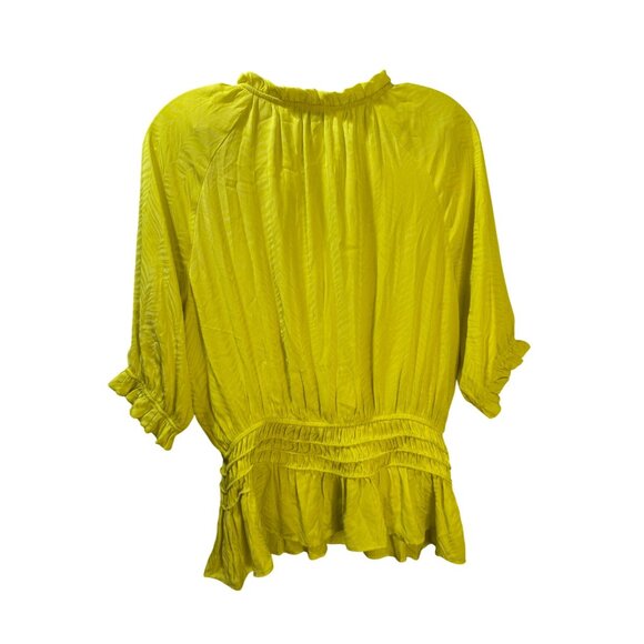 Current Air Los Angeles Yellow Ruffle Hem Blouse Size‎ M - Picture 8 of 12